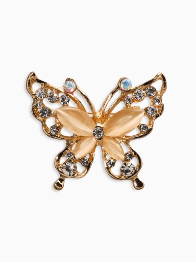 Брошь «Бабочка», цвет бежевый в золоте