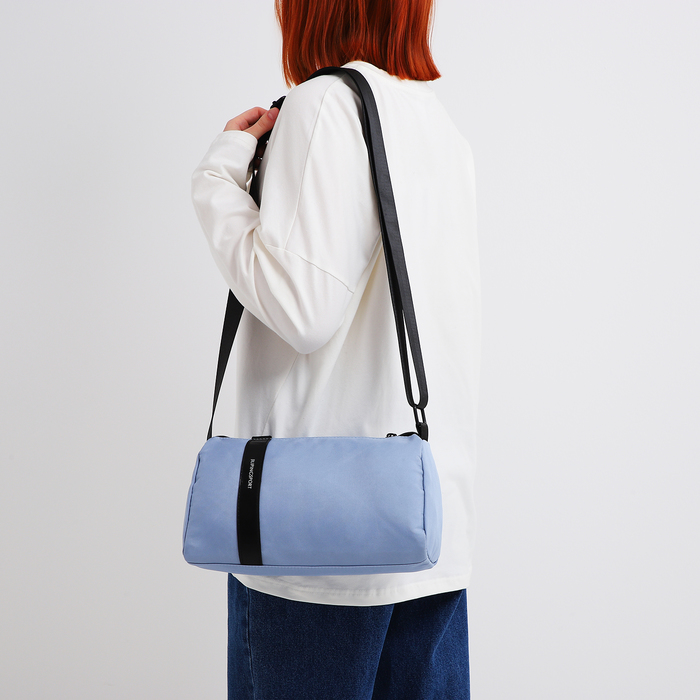 Сумка молодёжная на молнии, 29×11×15 см, голубая - Фото 1