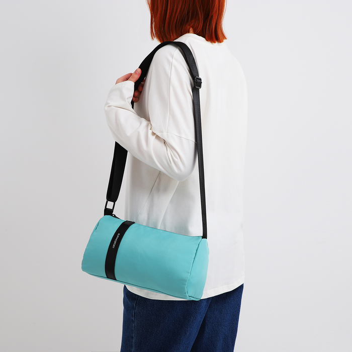 Сумка молодёжная на молнии, 29×11×15 см, бирюзовая - Фото 1