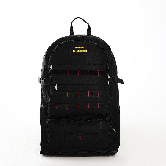 Рюкзак туристический на молнии, с увеличением, 6 наружных кармана, цвет чёрный - Фото 1