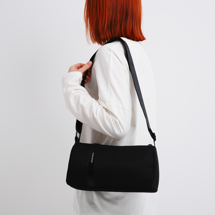 Сумка молодёжная на молнии, 29×11×15 см, чёрная - Фото 1