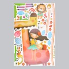 Наклейка пластик интерьерная цветная ростомер "Девочка и жираф" 60x90 - фото 7873578