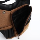 Поясная сумка на молнии, 3 наружных кармана, зацеп на бедро, цвет коричневый - фото 7873607