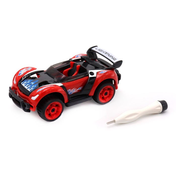 Машинка DIY Funky Toys, металлическая, с аксессуарами, красного цвета, 13 см - Фото 1