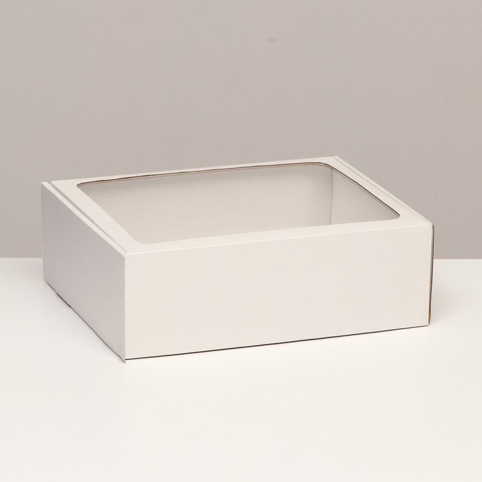 Коробка-шкатулка с окном, белая, 27 х 21 х 9 см  набор 5 шт - Фото 1