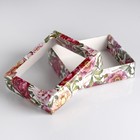 Коробка сборная крышка-дно с окном, "Акварельные цветы", 18 х 15 х 5 см    набор 5 шт - фото 24987922