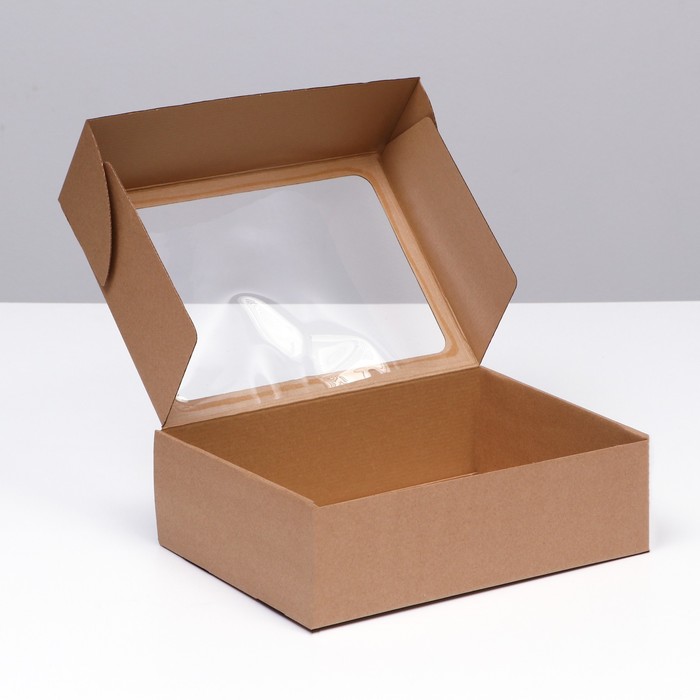 Коробка самосборная с окном, бурая, 31 х 22 х 9,5 см  набор 5 шт