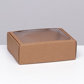 Коробка-шкатулка с окном, бурая, 27 х 21 х 9 см  набор 5 шт