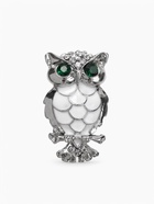 Брошь «Сова», цвет зелёно-белый в серебре - Фото 1