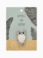 Брошь «Сова», цвет зелёно-белый в серебре - Фото 5