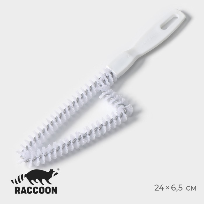 Щётка для чистки посуды и решёток-гриль Raccoon, треугольник, 24×6.5×1.5 см, белая - Фото 1