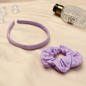 Набор для волос "Эмилия" (резинка, ободок 1,5 см) жатка, фиолетовый