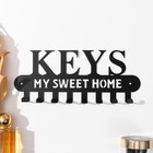 Крючки декоративные металл "Милый дом. Ключи" чёрный 2,7х25,9х9,9 см - фото 7903525