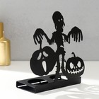 Подсвечник металл на 2 свечи "Хэллоуин. Скелет с тыквами" чёрный 15х14х6 см - Фото 3