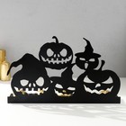 Подсвечник металл на 5 свечей "Хэллоуин. Тыквы" чёрный 12,5х29,5х6 см - фото 3981779