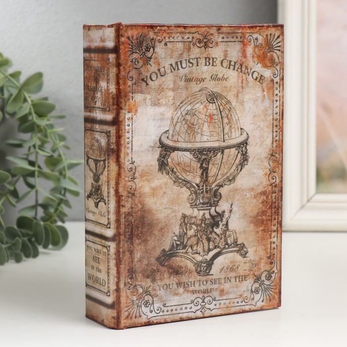 Шкатулка-книга дерево кожзам "Старинный глобус" 4х12х18 см - Фото 1