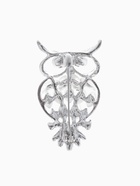 Брошь «Совушка», бело-синяя в серебре - Фото 3