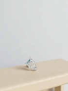 Брошь «Совушка», бело-синяя в серебре - Фото 5