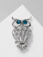 Брошь «Совушка», бело-синяя в серебре - Фото 7