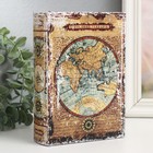 Шкатулка-книга дерево, кожзам "Атлас мира с компасом" 4,5х13х18 см - фото 4221229