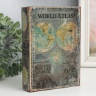 Шкатулка-книга дерево, кожзам "Атлас мира" 4,5х13х18 см - фото 320853381