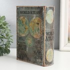 Шкатулка-книга дерево, кожзам "Атлас мира" 4,5х13х18 см - Фото 4