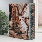 Шкатулка-книга дерево, кожзам "Корабль и карта" 6х15х20 см - фото 8621618