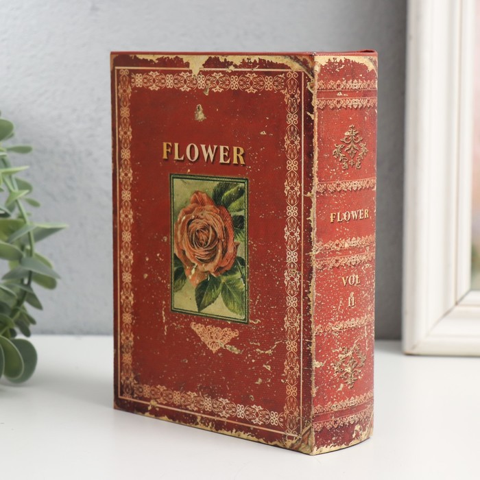 Шкатулка-книга дерево, кожзам "Классика. Роза" 4х11х15 см