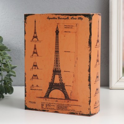 Шкатулка-книга «Чертёж Эйфелевой башни», дерево, искусственная кожа, 6×15×20 см