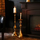 Подсвечник металл на 1 свечу "Сальватор" золото 18х18х66 см - фото 24544971