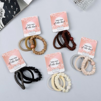 Резинки для волос QF «Милена», набор 3 шт., жатка пружинка, 4 см, МИКС