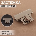 Застёжка для сумки, 3.9×2.6 см, цвет серебряный - Фото 1