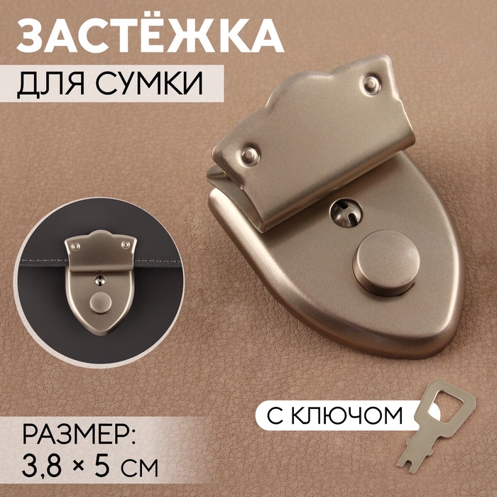 

Застёжка для сумки, 3,8 × 5 см, цвет жемчужный серебряный