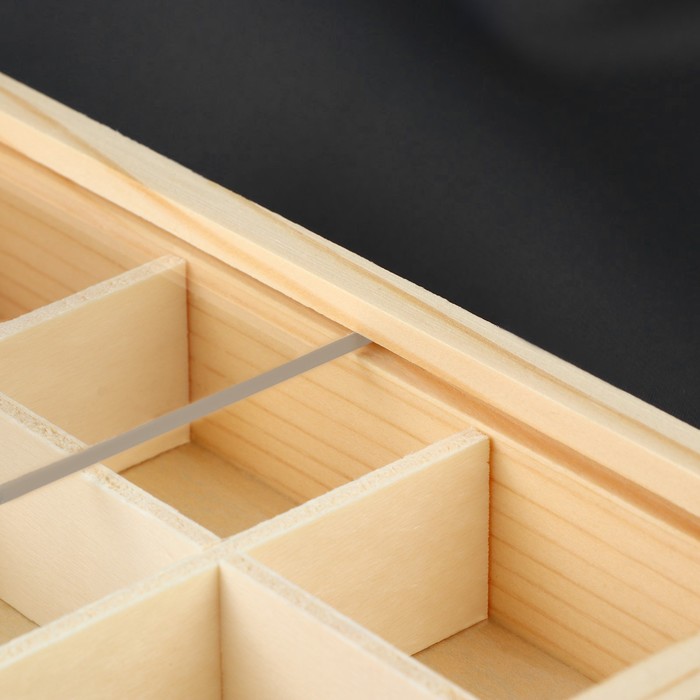 Органайзер для рукоделия, деревянный, с акриловой крышкой, 9 отделений, 17 × 13 × 3,5 см