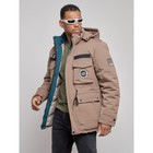 Куртка зимняя мужская, размер 52, цвет коричневый - Фото 8