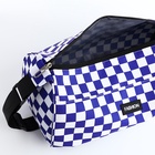 Сумка спортивная на молнии, регулируемый ремень, маленький размер, белая, синяя - Фото 4