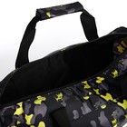 Сумка дорожная на молнии, наружный карман, длинный ремень, чёрная, жёлтая - Фото 3