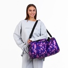 Сумка дорожная на молнии, наружный карман, длинный ремень, фиолетовая, сиреневая - Фото 2