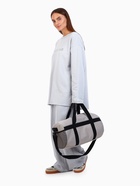 Сумка дорожная на молнии, боковой карман/сетка, держатель для чемодана, длинный ремень, серая - Фото 7