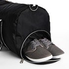 Сумка дорожная на молнии, наружный карман, отделение для обуви, длинный ремень, цвет чёрный - фото 7874220