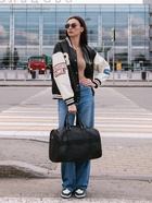 Сумка дорожная на молнии, наружный карман, держатель для чемодана, длинный ремень, цвет чёрный - Фото 2