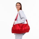 Сумка дорожная на молнии, отдел для обуви, наружный карман, держатель для чемодана, длинный ремень, красная - Фото 2