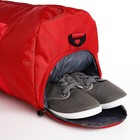 Сумка дорожная на молнии, отдел для обуви, держатель для чемодана, наружный карман, длинный ремень, цвет красный - фото 11045584