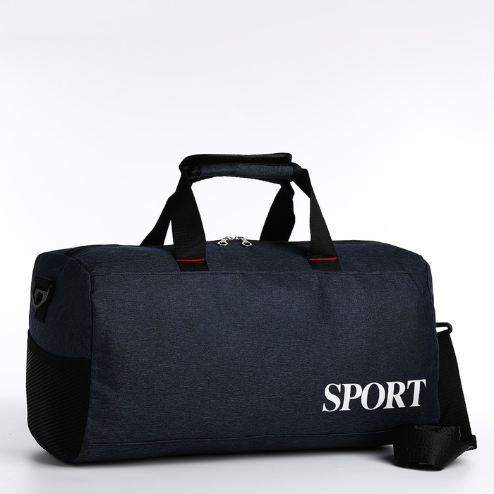 Сумка спортивная на молнии, боковой карман/сетка, регулируемый ремень, средний размер, цвет синий - Фото 1