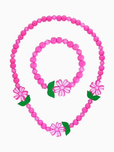 Набор детских украшений Выбражулька «Крупные цветы», 2 предмета: бусы, браслет, розовый