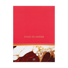 Ежедневник на склейке недатированный А6 48 листов, мягкая обложка, Мрамор розовый. Коллаж, фольга