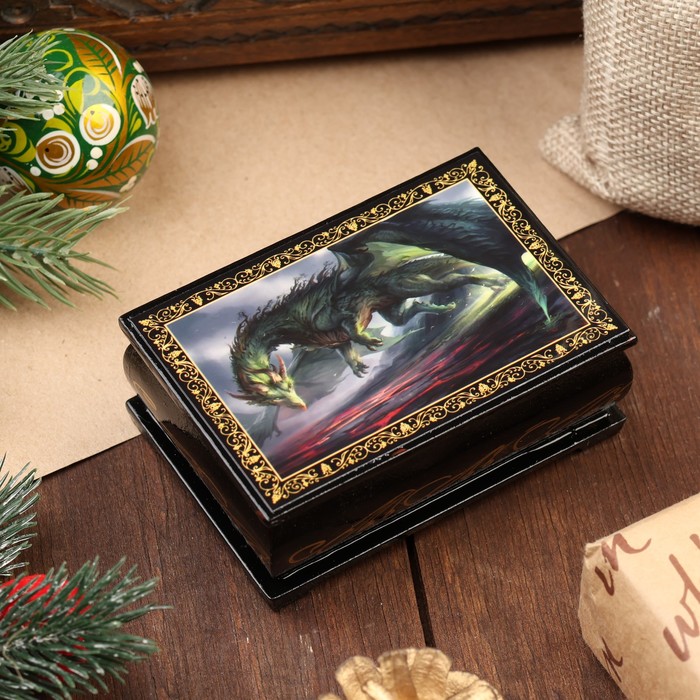 Шкатулка - купюрница «Дракон», 6 × 9 см, лаковая миниатюра - фото 1906485724