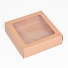 Коробка складная, крышка-дно, с окном, крафт, 25×25×7.5 см - Фото 2