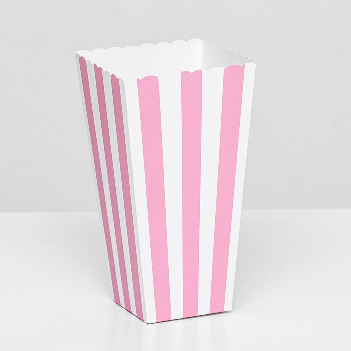 Упаковка для попкорна, розовые полосы, 8,5 х 8,5 х 16,5 см - Фото 1