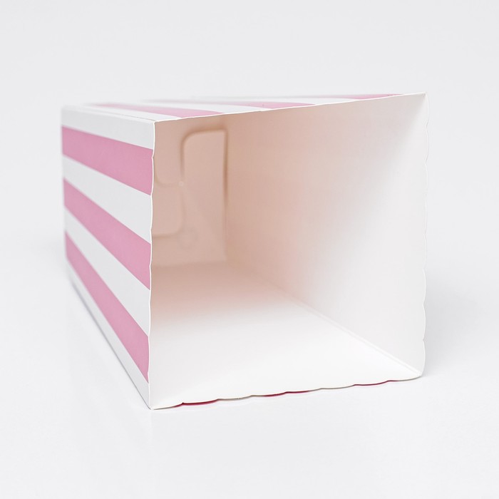 Упаковка для попкорна, розовые полосы, 8,5 х 8,5 х 16,5 см